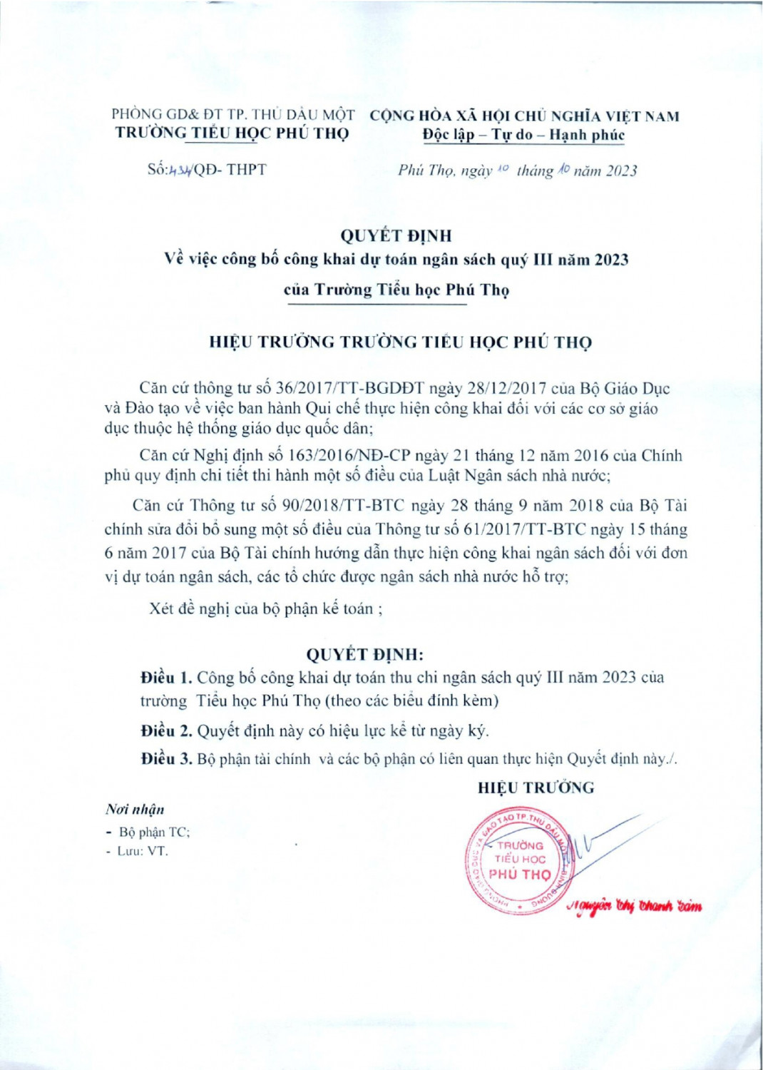QD CONG KHAI DU TOAN NS QUYET TOAN THU CHI NS QUI III NAM 2023 0001 page 0001